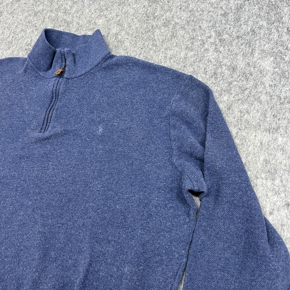 Polo Golf Ralph Lauren Sweater Mens XL Blue 1/4 Zip Mock Neck Alpaca Blend Peru - Picture 6 of 16